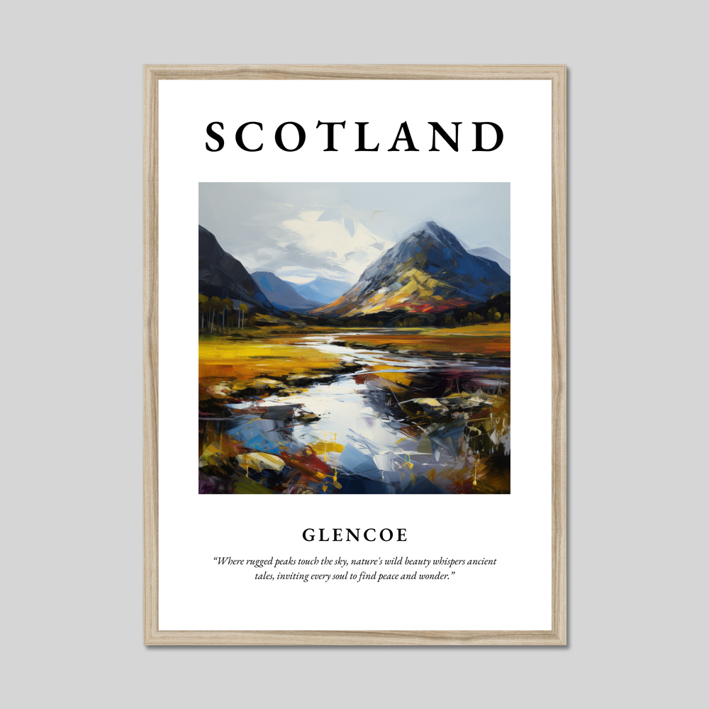 Poster in a natural frame with the word Scotland