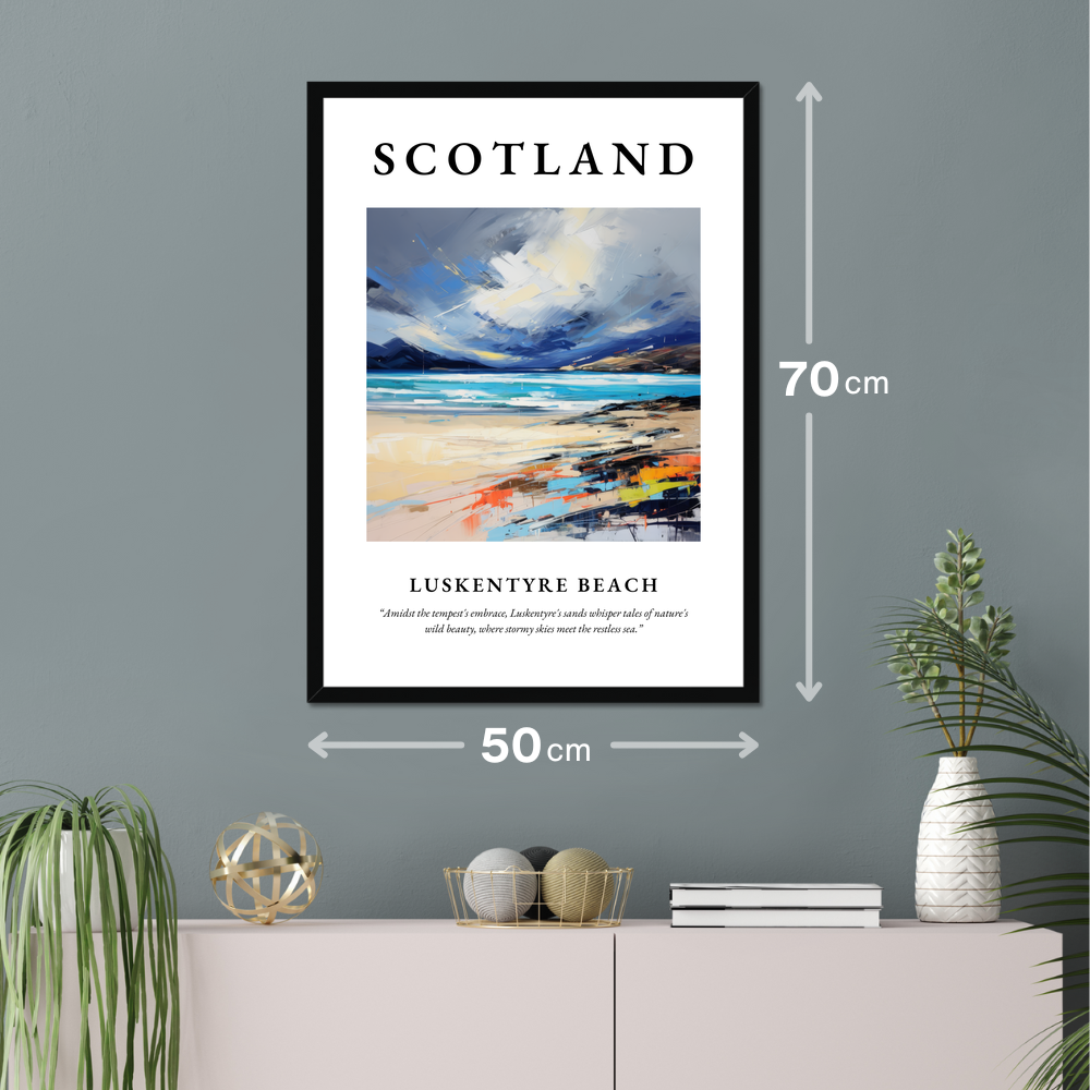 Poster of Luskentyre Beach hanging on a wall