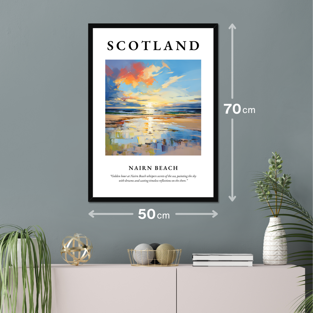 Poster of Nairn Beach hanging on a wall