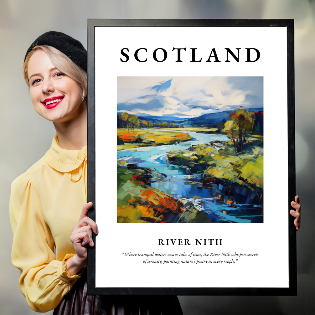 Person holding a poster of River Nith