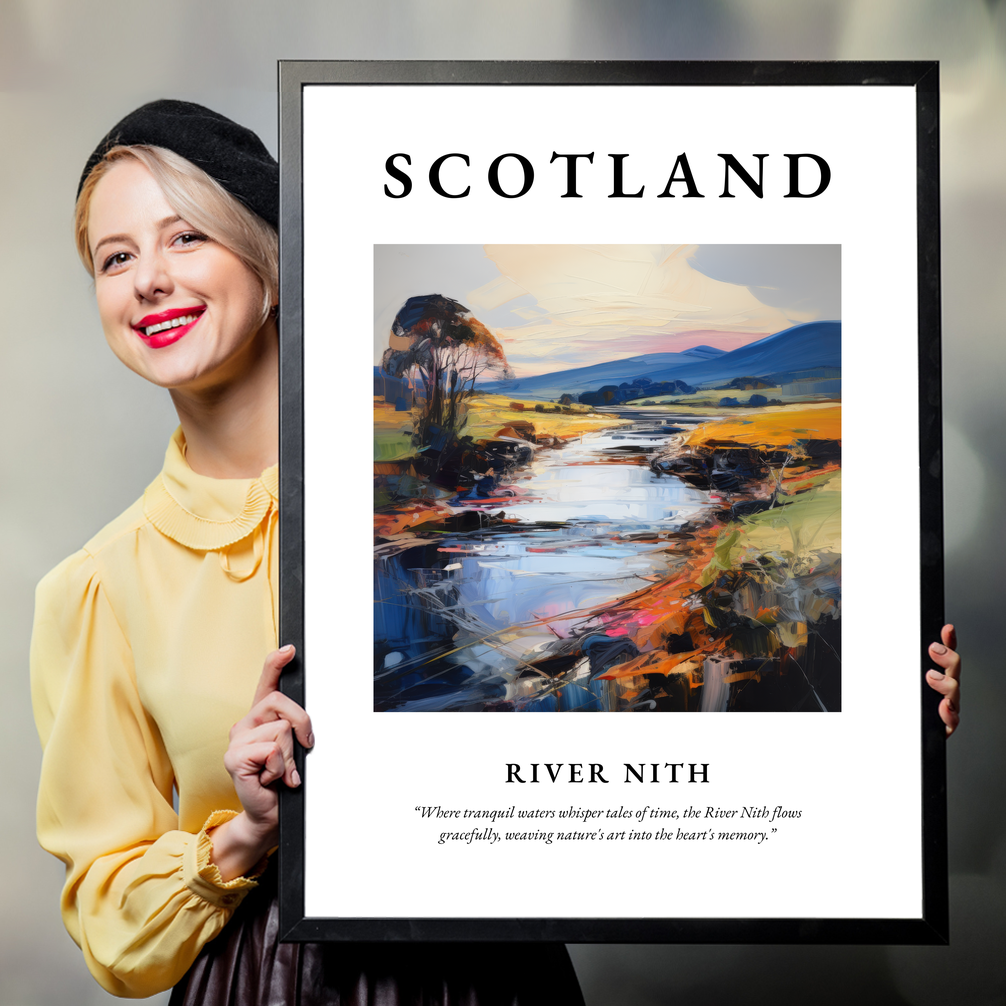 Person holding a poster of River Nith