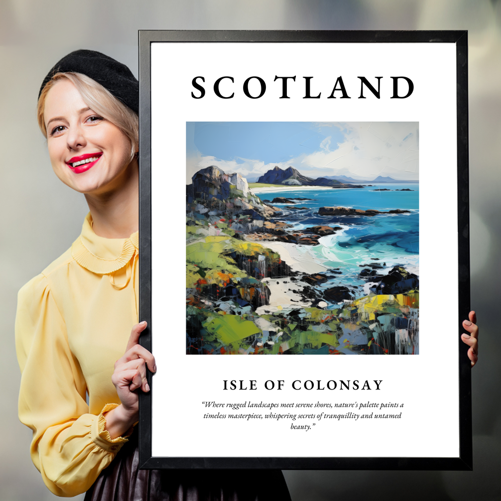 Person holding a poster of Isle of Colonsay