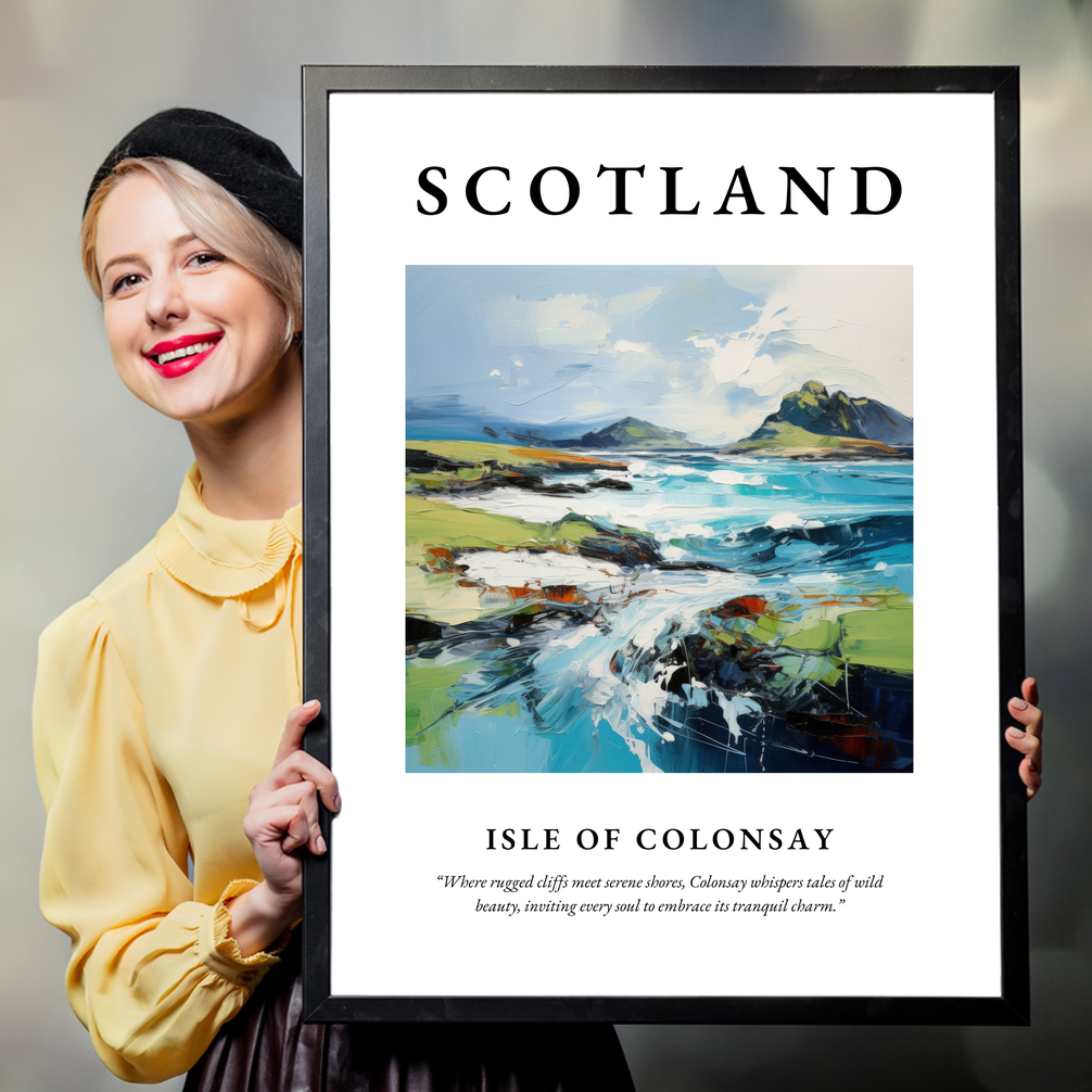 Person holding a poster of Isle of Colonsay