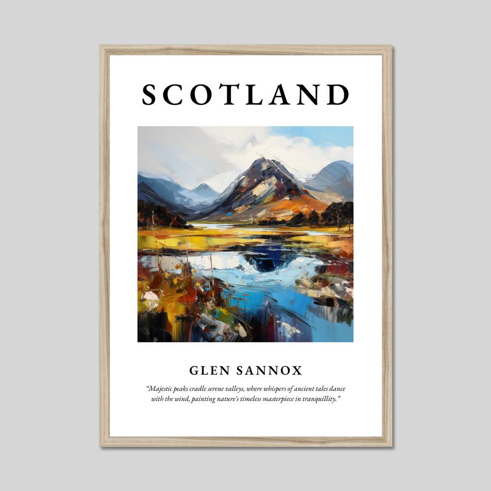 Poster in a natural frame with the word Scotland