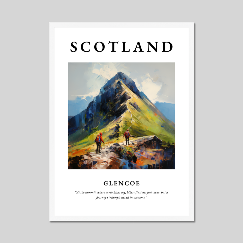 Poster in a white frame with the word Scotland