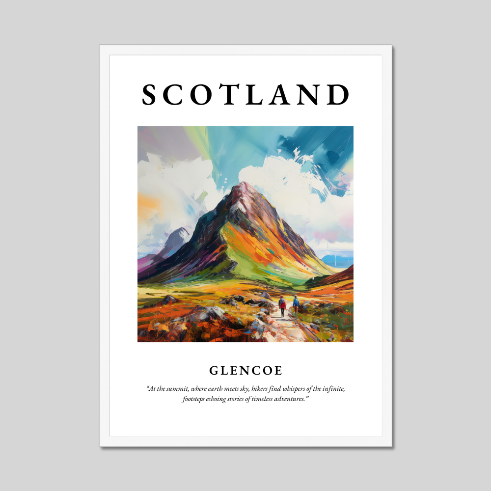 Poster in a white frame with the word Scotland