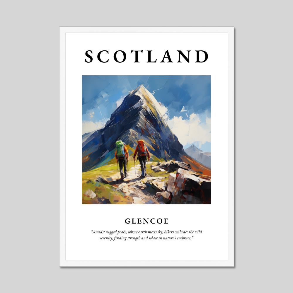 Poster in a white frame with the word Scotland