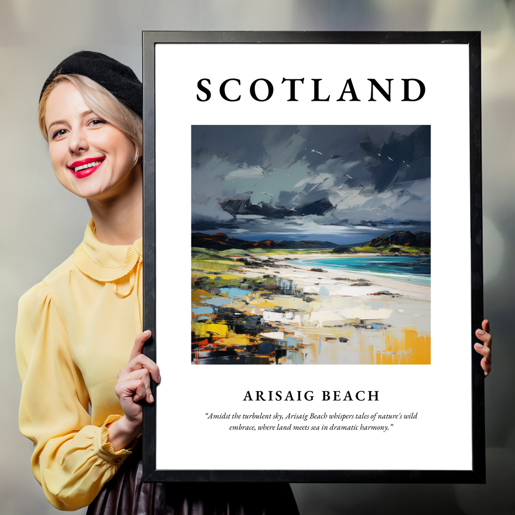 Person holding a poster of Arisaig Beach