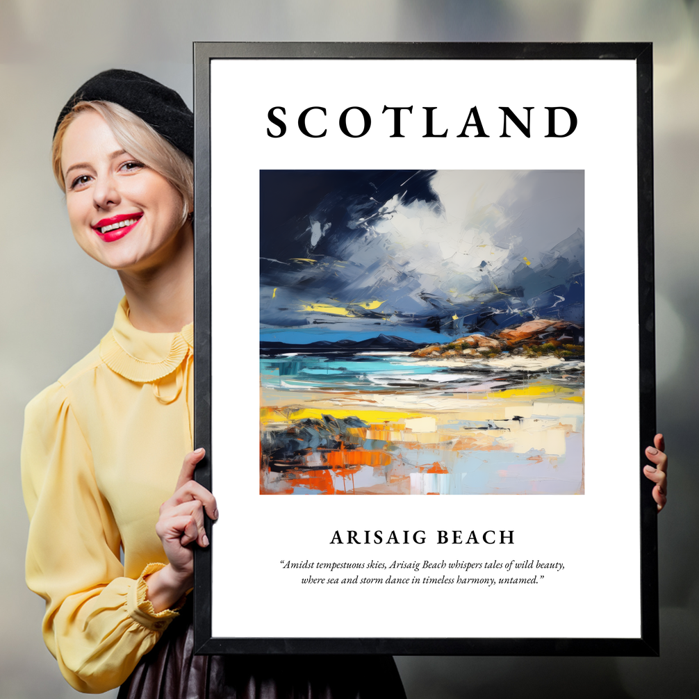 Person holding a poster of Arisaig Beach