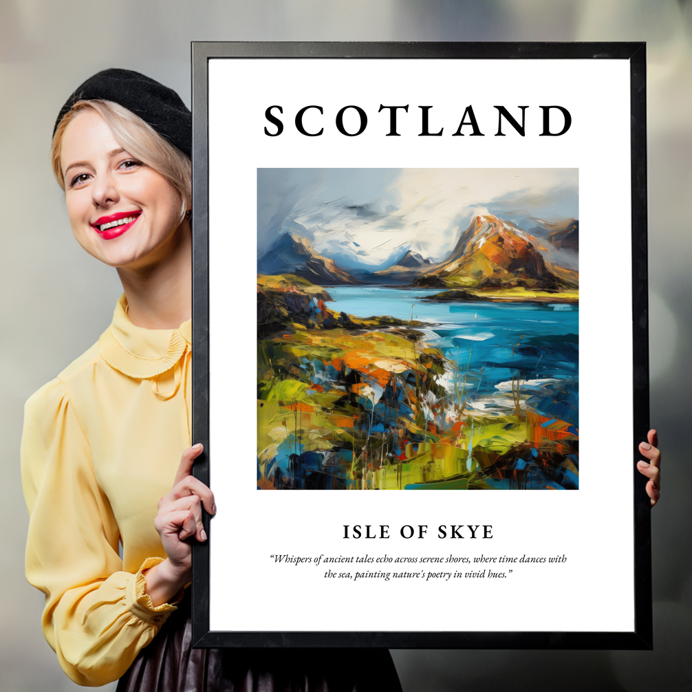 Person holding a poster of Isle of Skye