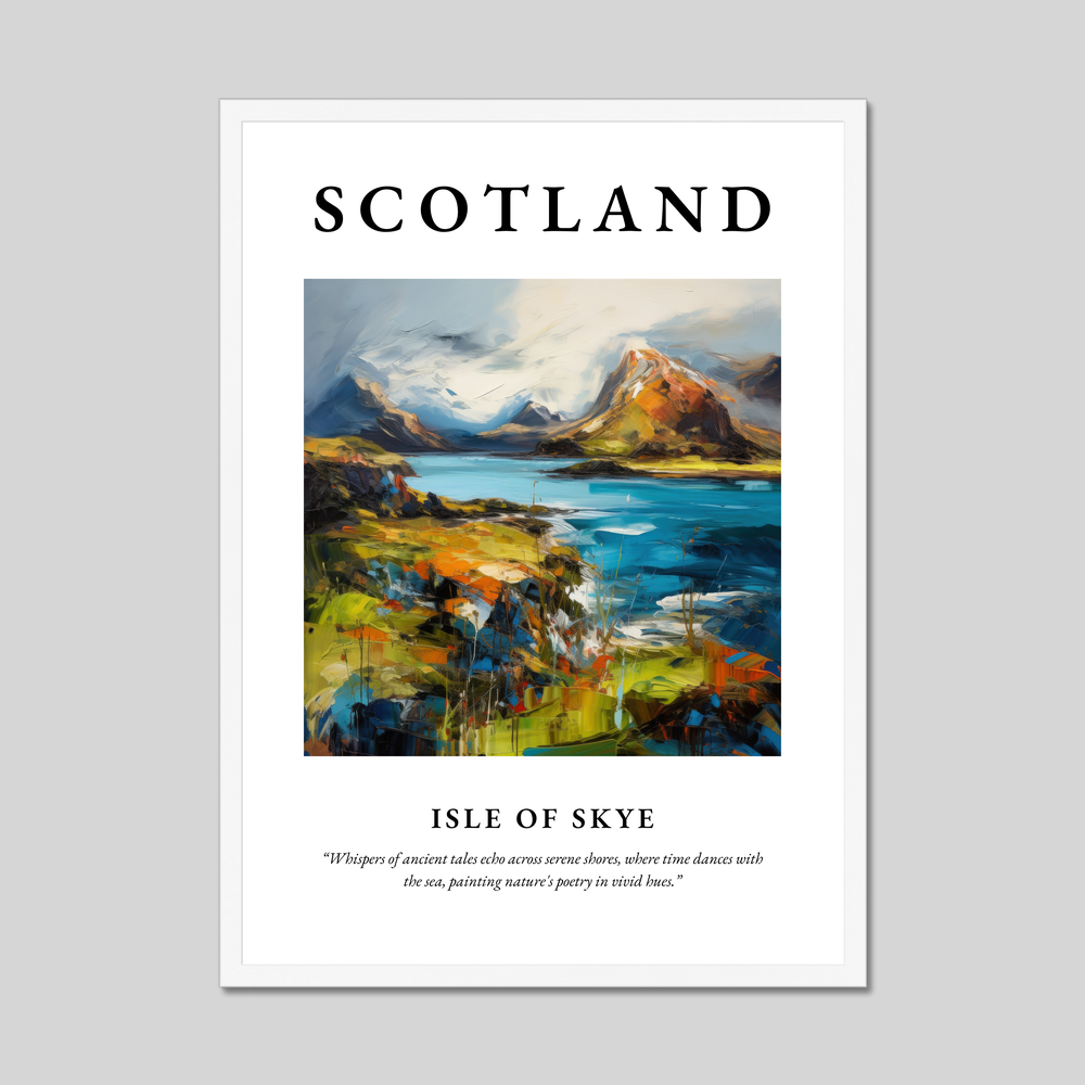 Poster in a white frame with the word Scotland