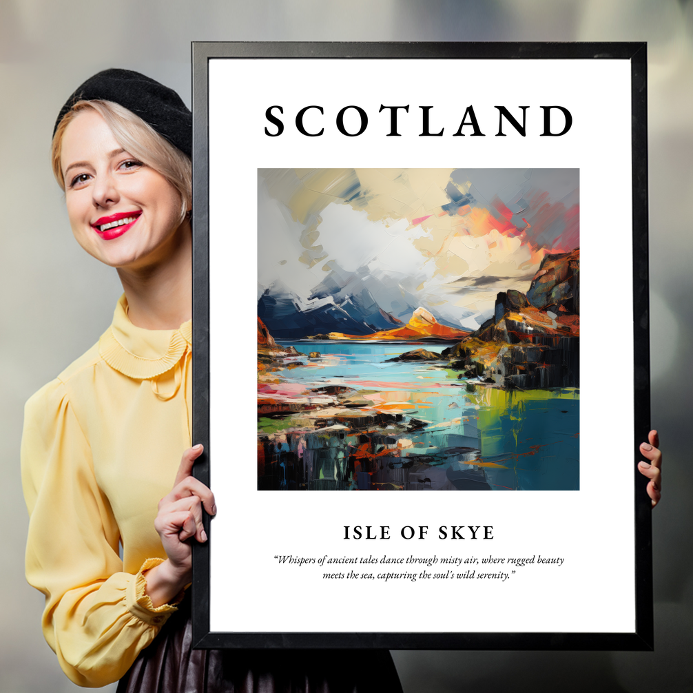 Person holding a poster of Isle of Skye