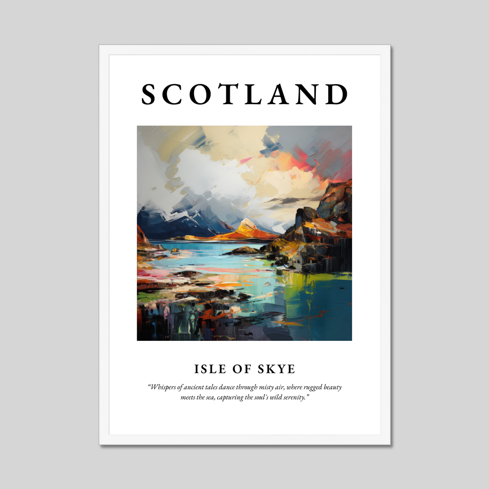 Poster in a white frame with the word Scotland