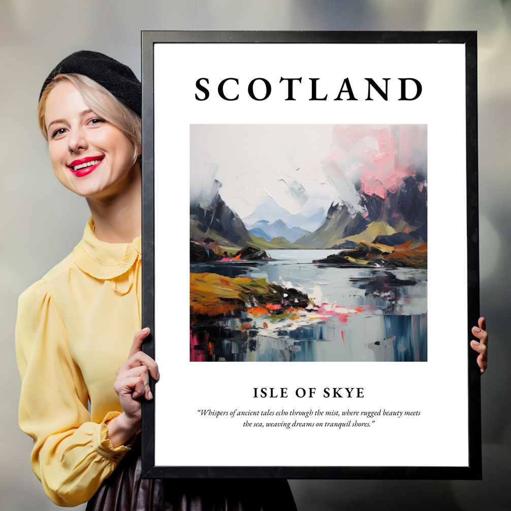 Person holding a poster of Isle of Skye