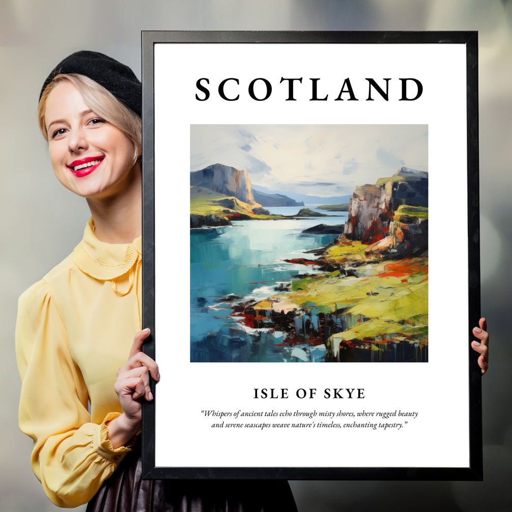 Person holding a poster of Isle of Skye