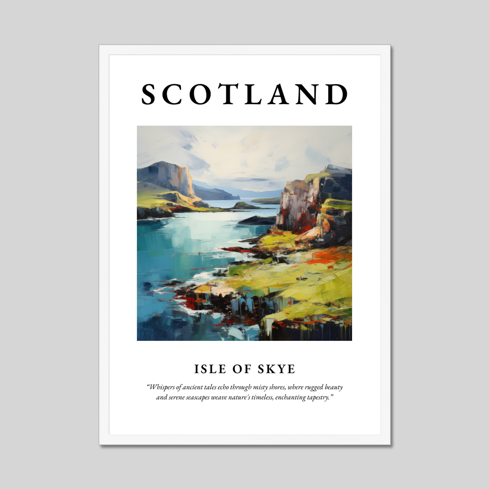 Poster in a white frame with the word Scotland