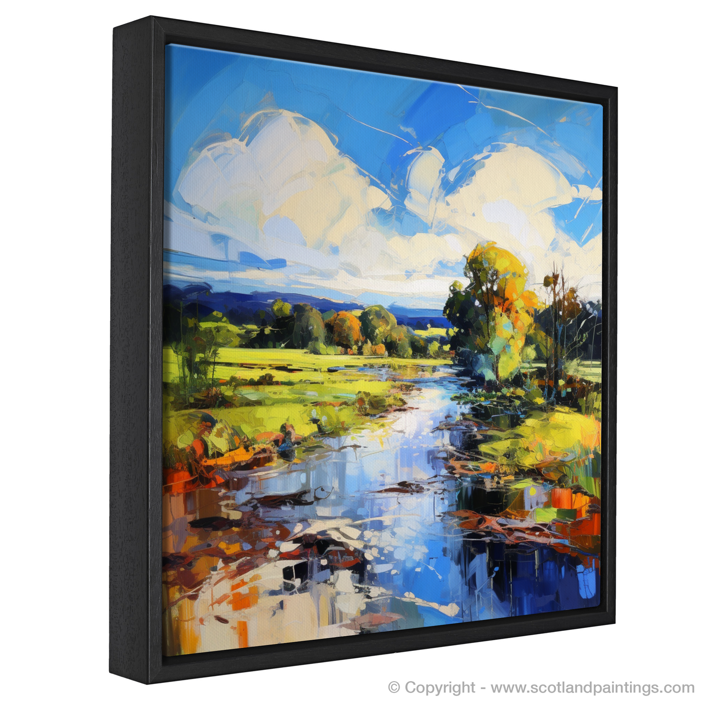 Painting and Art Print of River Leven, West Dunbartonshire entitled "River Leven Reverie: An Expressionist Ode to Scottish Waters".