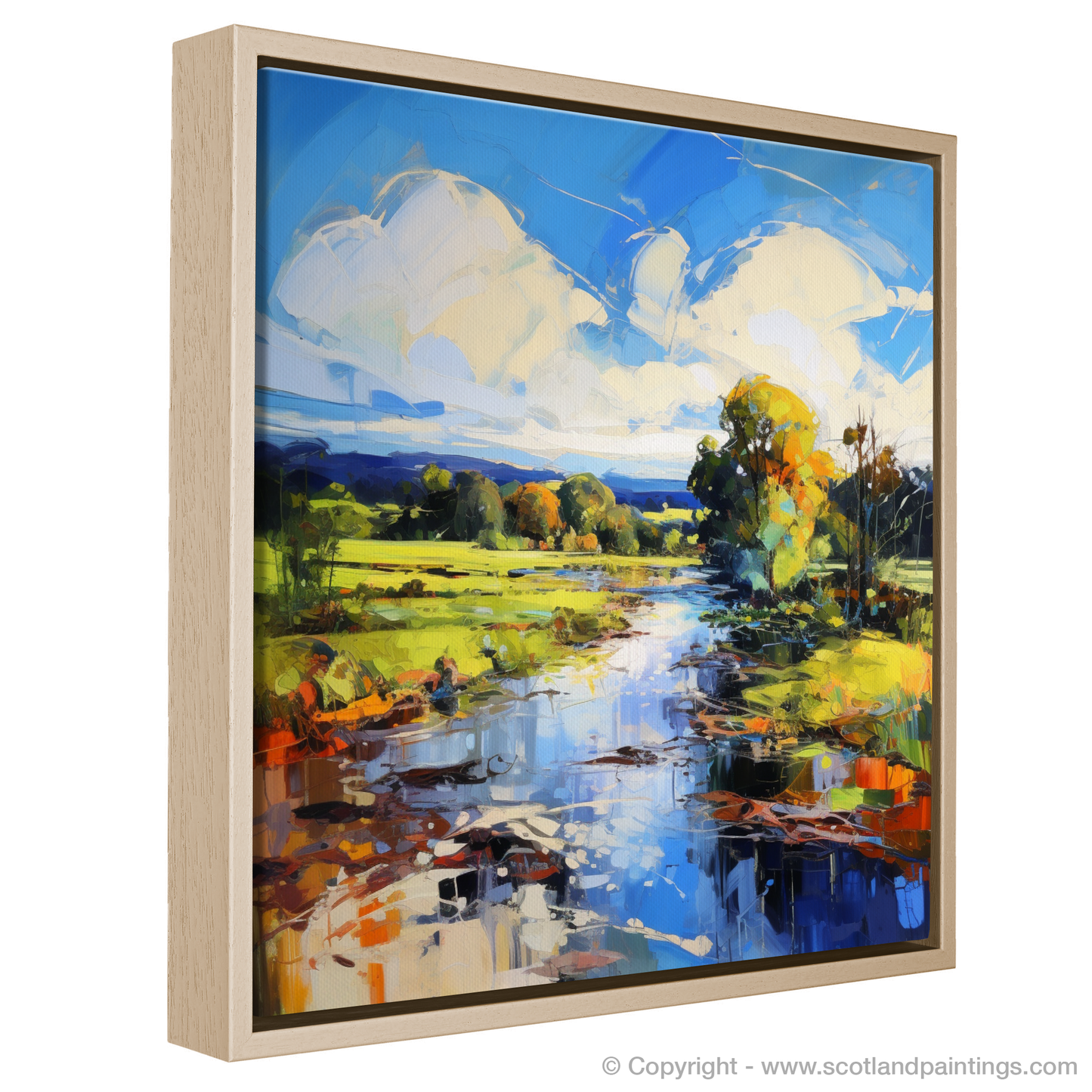 Painting and Art Print of River Leven, West Dunbartonshire entitled "River Leven Reverie: An Expressionist Ode to Scottish Waters".