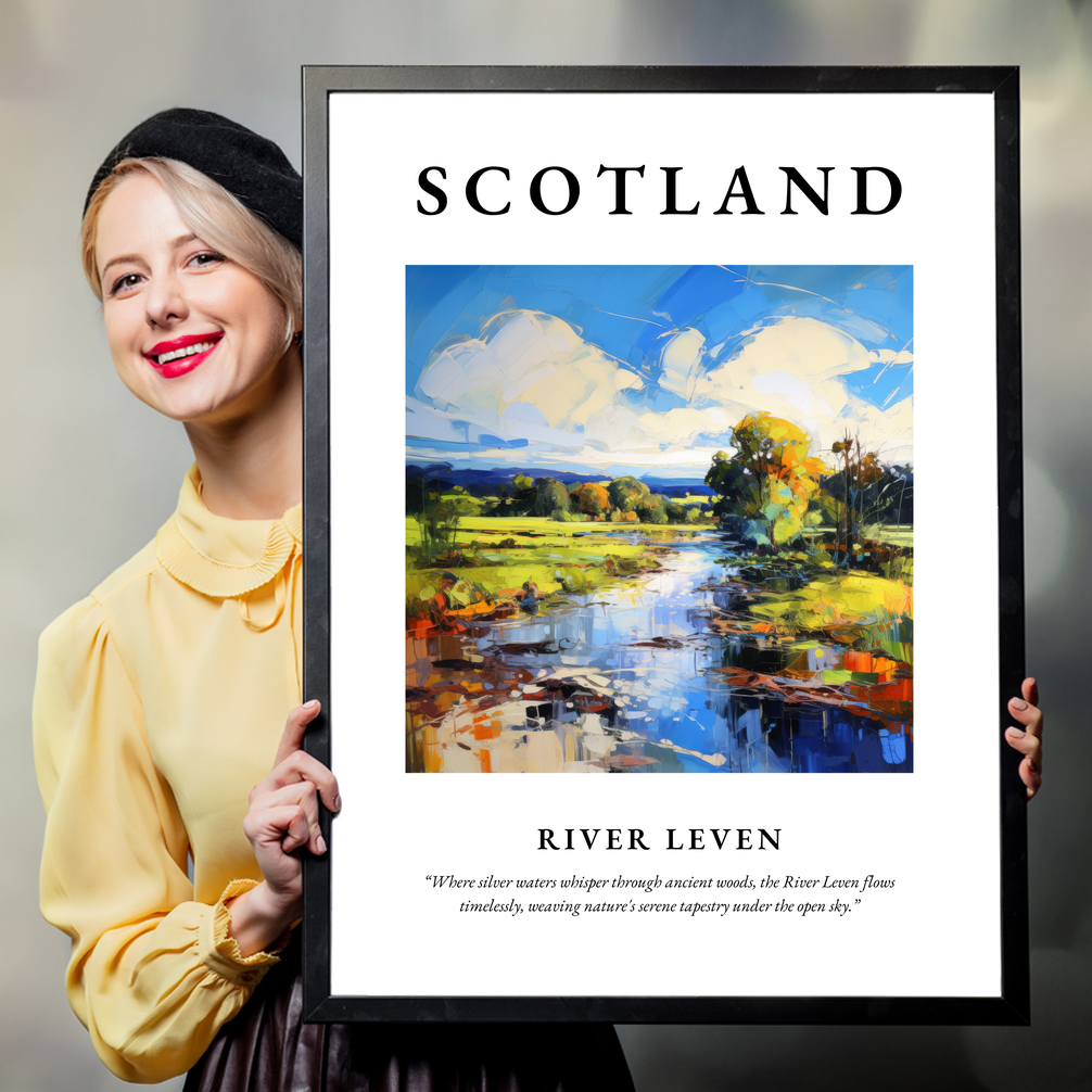 Person holding a poster of River Leven