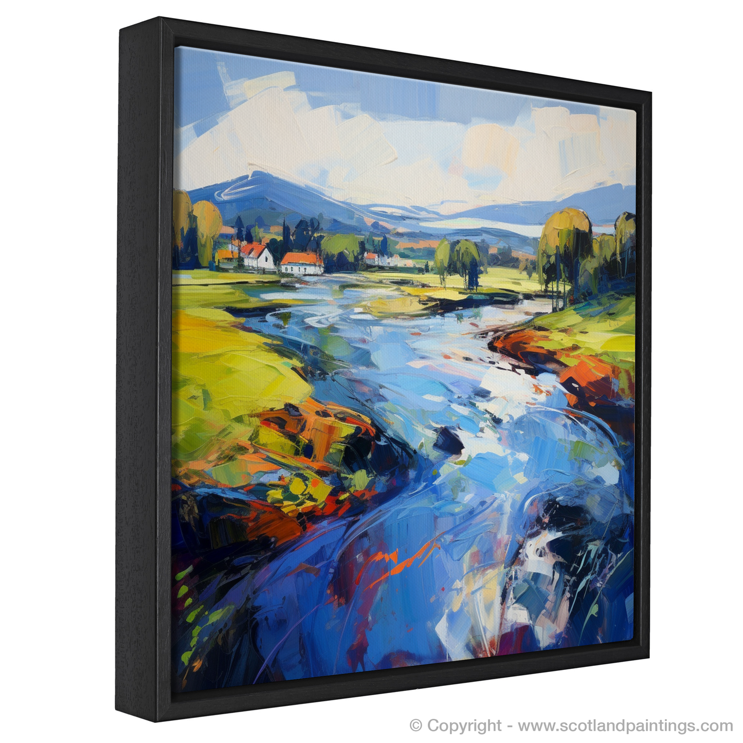 Painting and Art Print of River Leven, West Dunbartonshire entitled "Vibrant Expression: The Dance of River Leven".