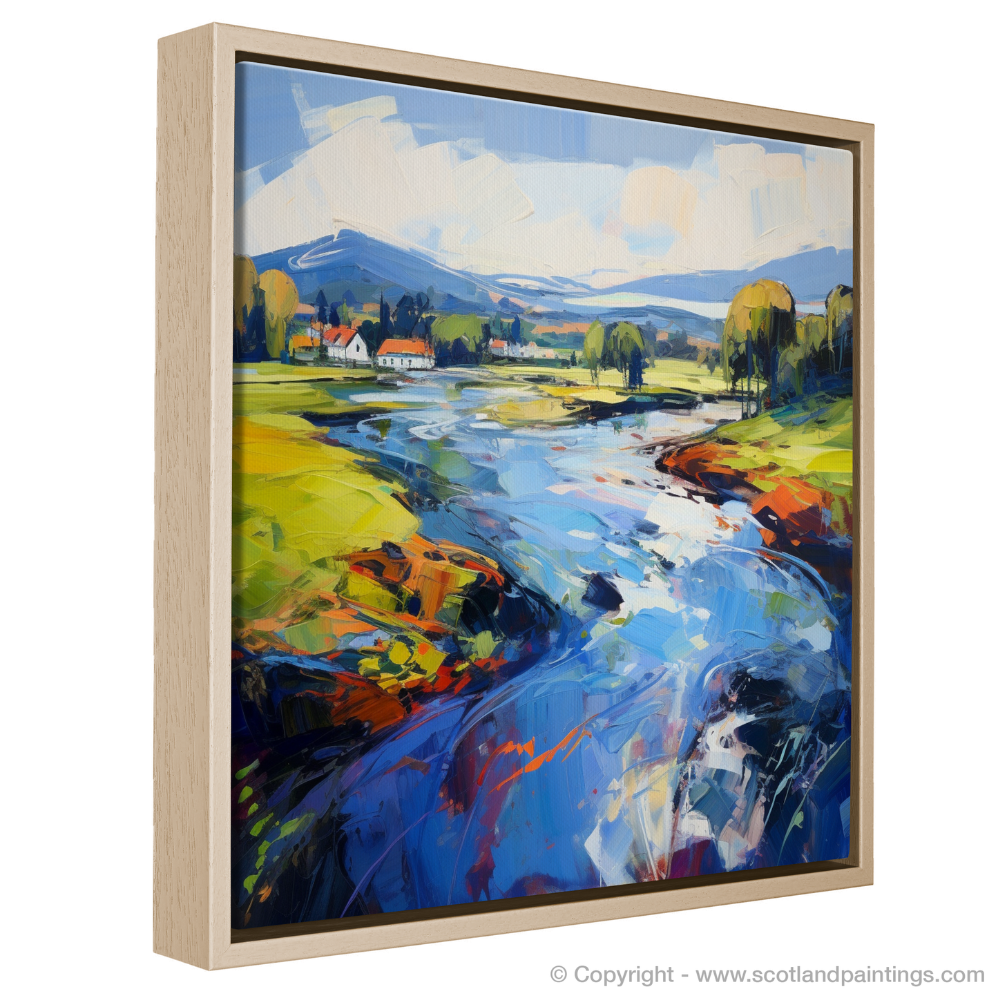 Painting and Art Print of River Leven, West Dunbartonshire entitled "Vibrant Expression: The Dance of River Leven".