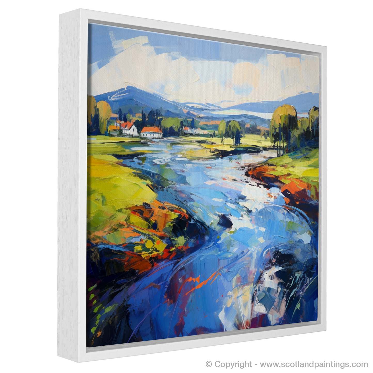 Painting and Art Print of River Leven, West Dunbartonshire entitled "Vibrant Expression: The Dance of River Leven".