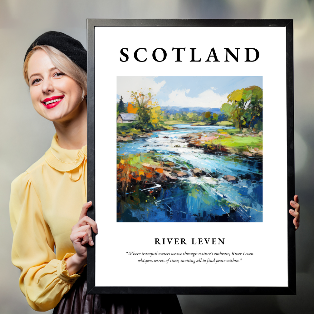 Person holding a poster of River Leven