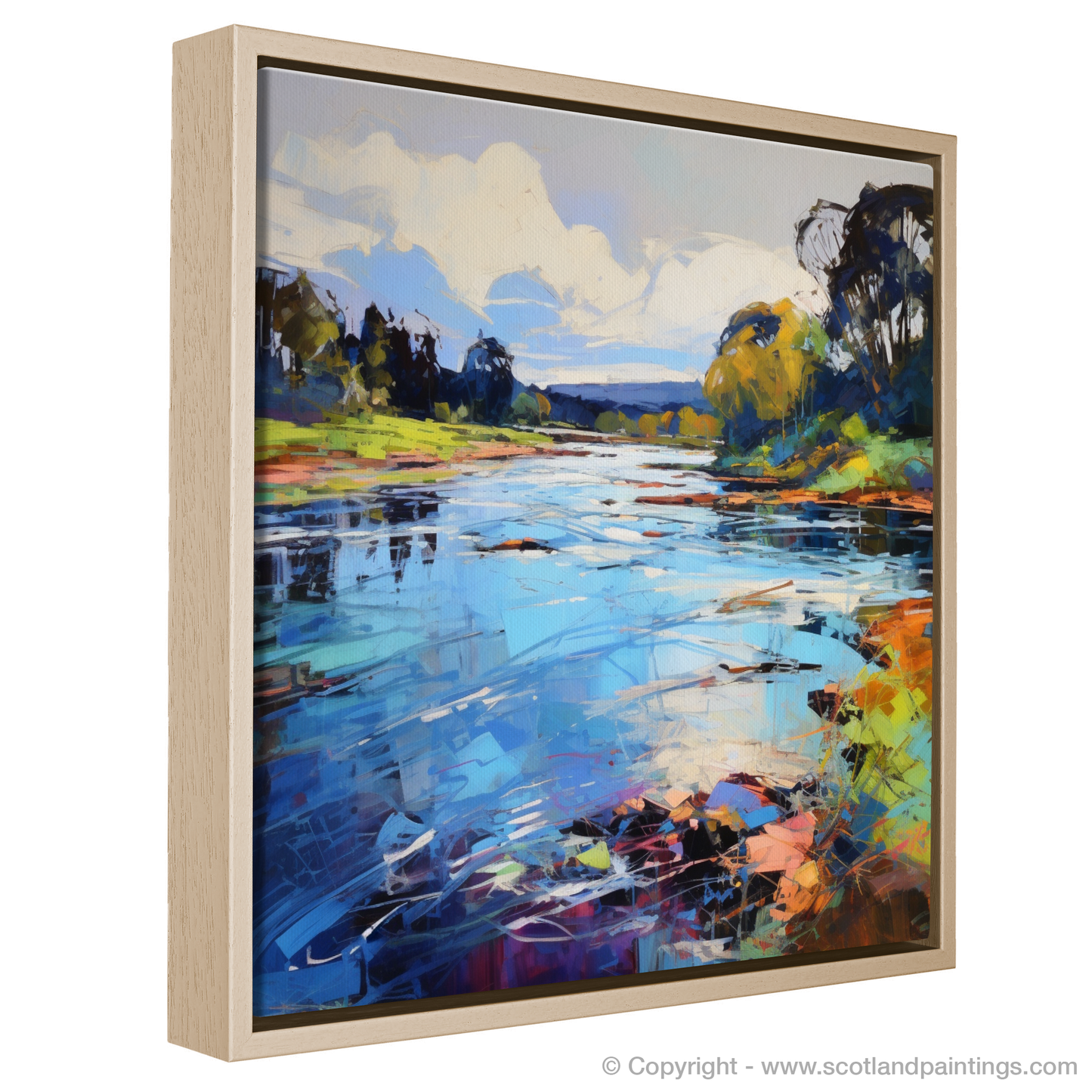 Painting and Art Print of River Leven, West Dunbartonshire entitled "River Leven's Vivid Embrace".