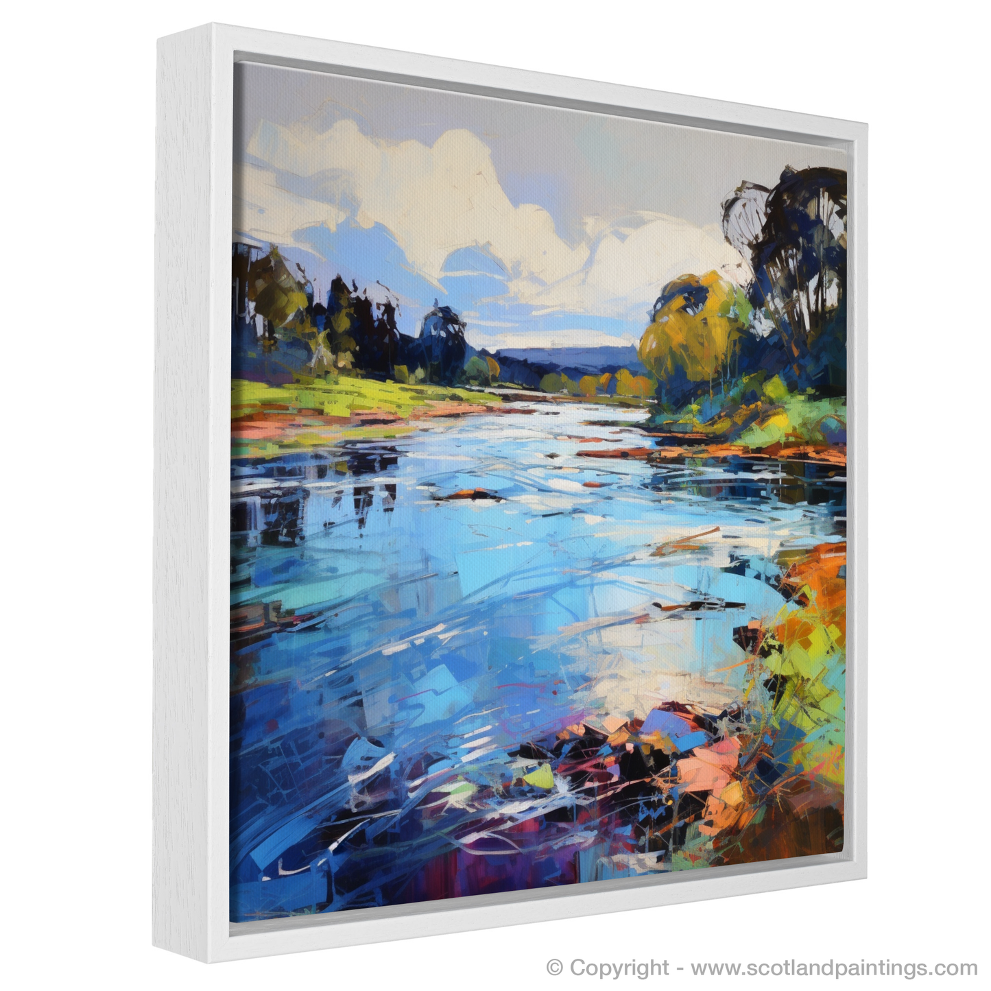 Painting and Art Print of River Leven, West Dunbartonshire entitled "River Leven's Vivid Embrace".