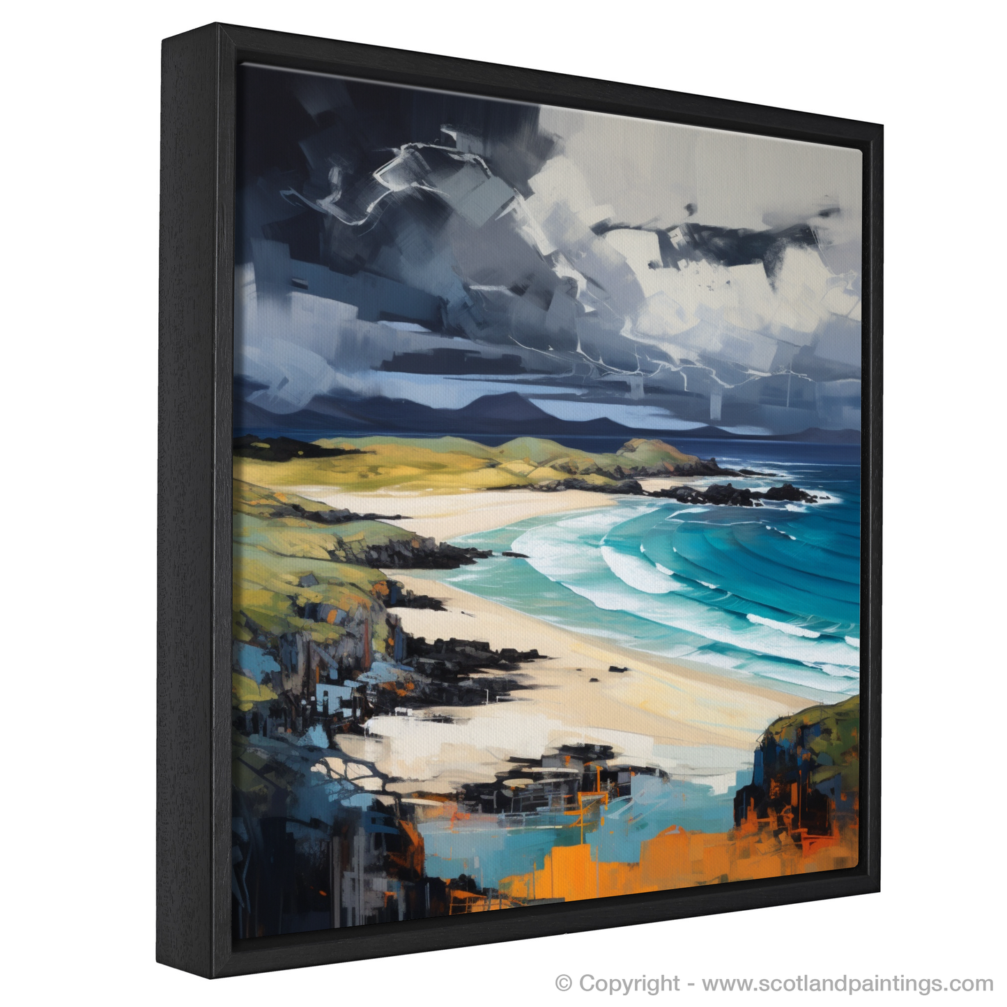 Painting and Art Print of Kiloran Bay with a stormy sky entitled "Stormy Elegance of Kiloran Bay".