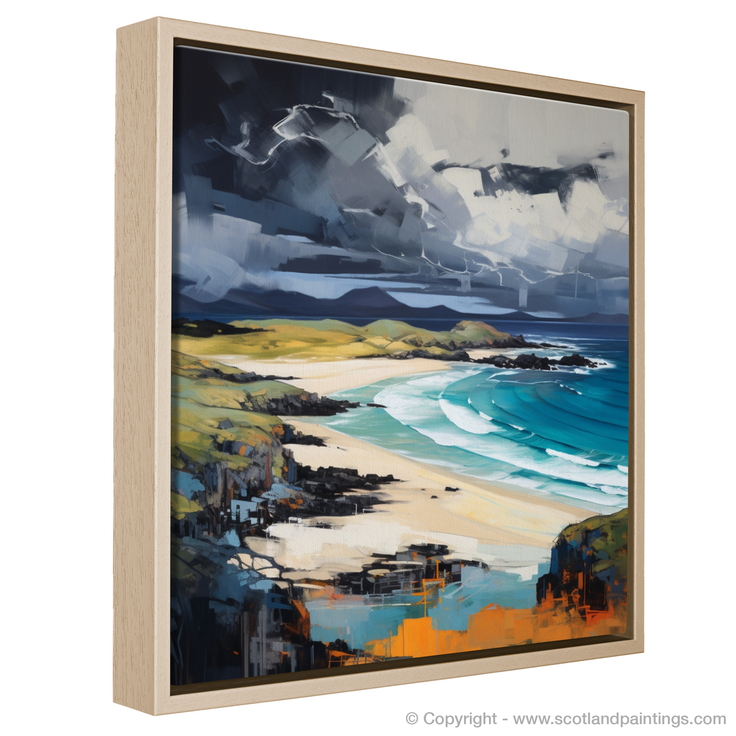 Painting and Art Print of Kiloran Bay with a stormy sky entitled "Stormy Elegance of Kiloran Bay".