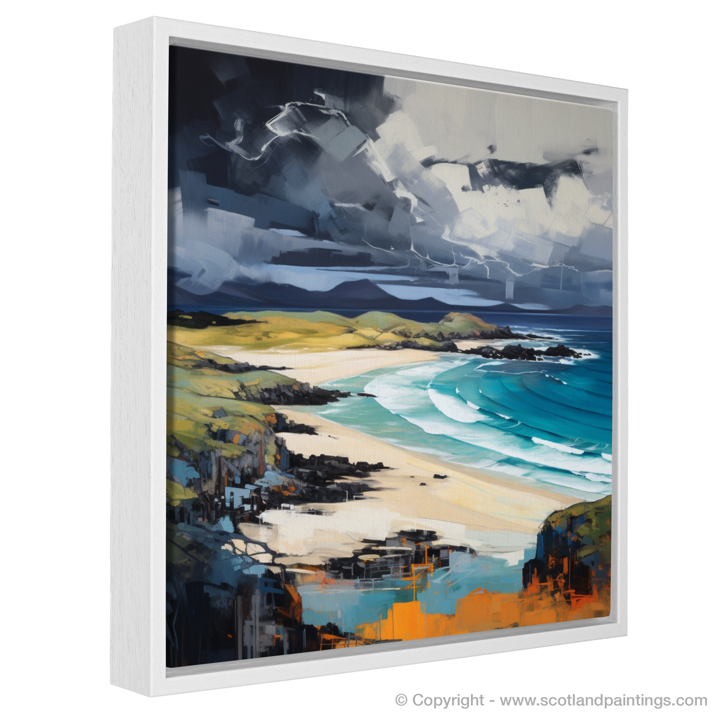 Painting and Art Print of Kiloran Bay with a stormy sky entitled "Stormy Elegance of Kiloran Bay".