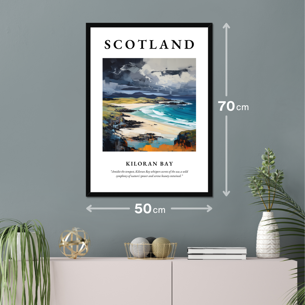 Poster of Kiloran Bay hanging on a wall