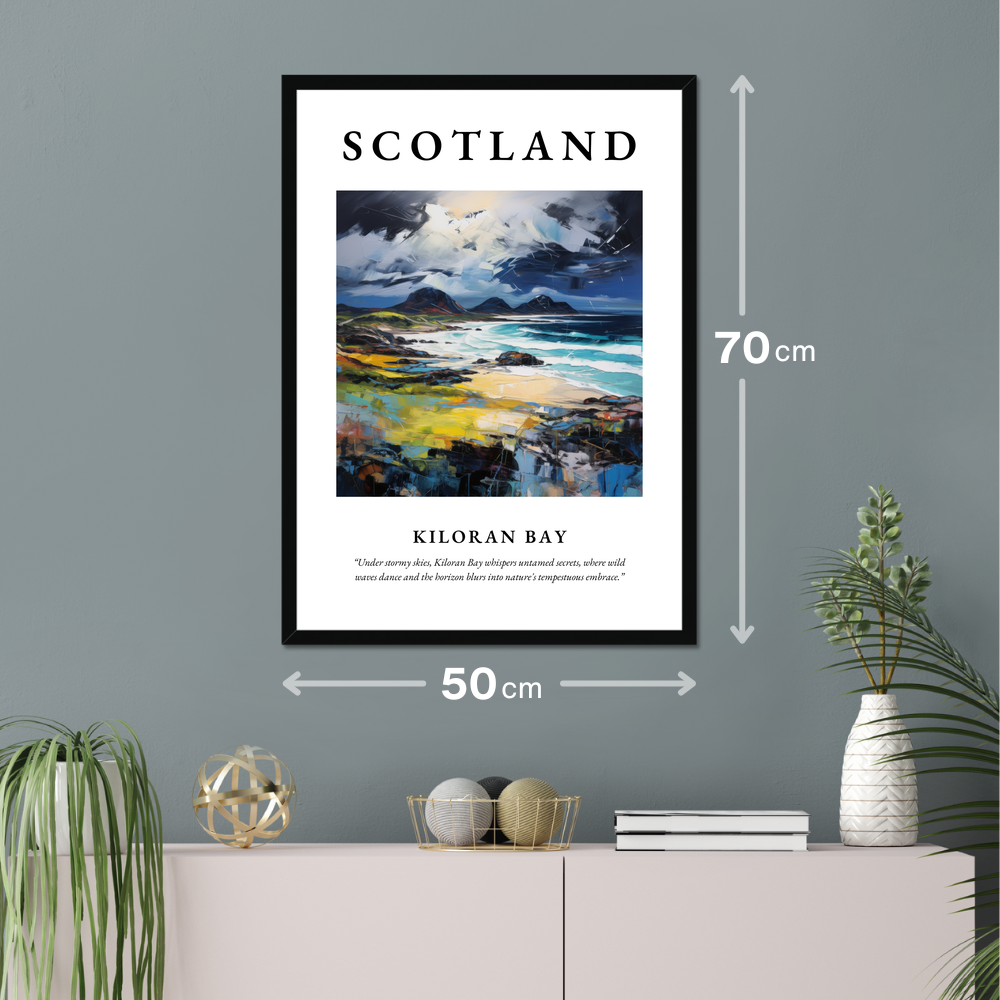 Poster of Kiloran Bay hanging on a wall