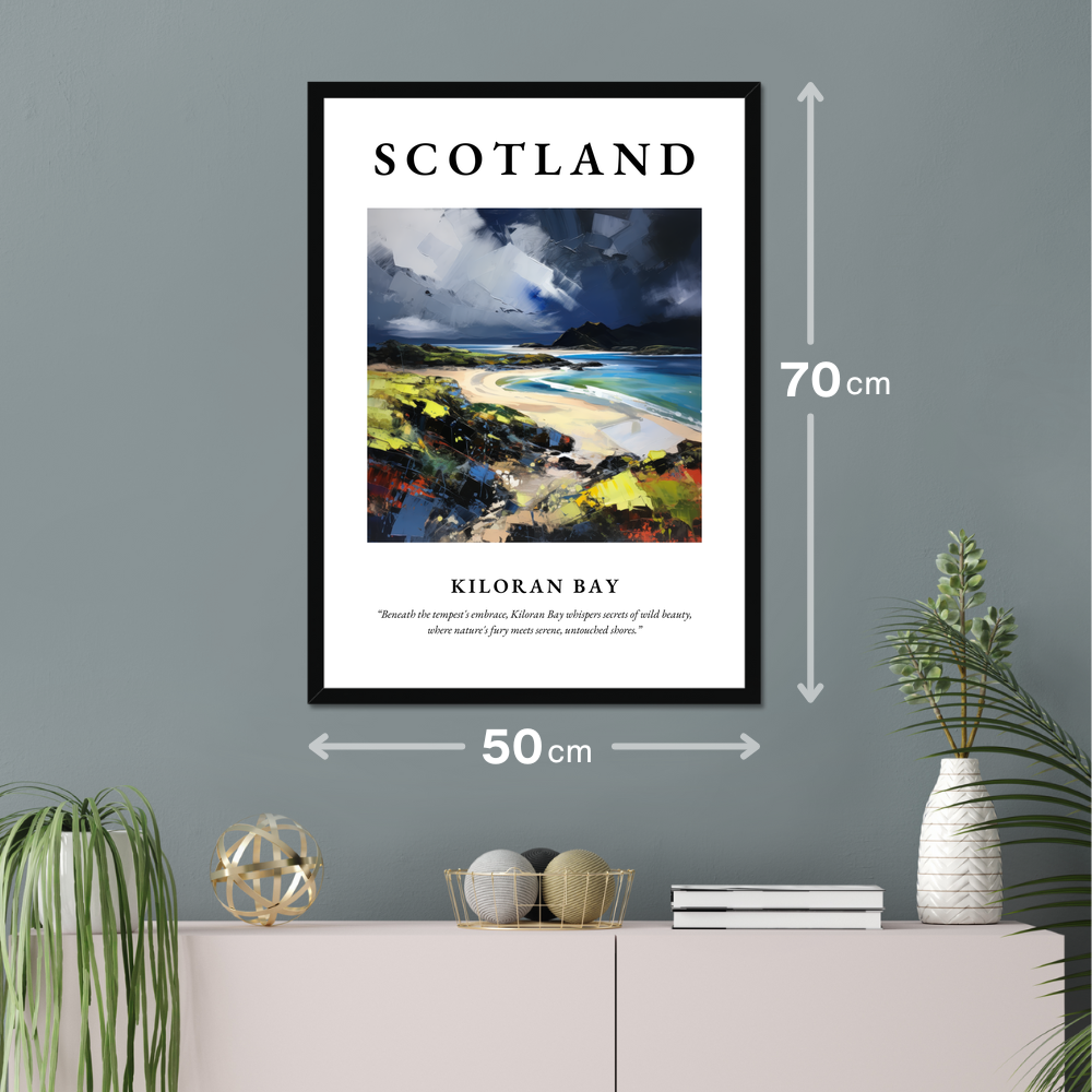 Poster of Kiloran Bay hanging on a wall