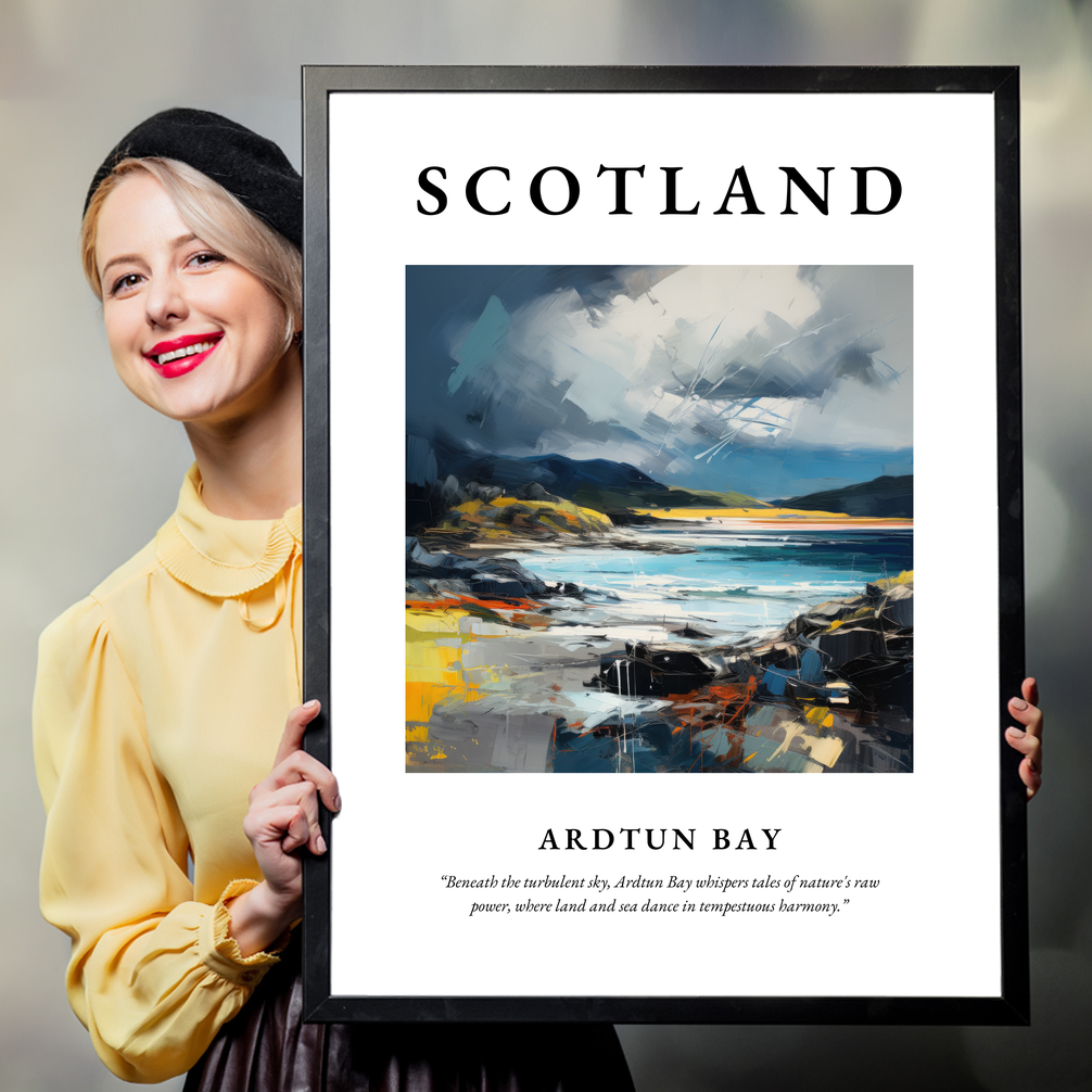 Person holding a poster of Ardtun Bay