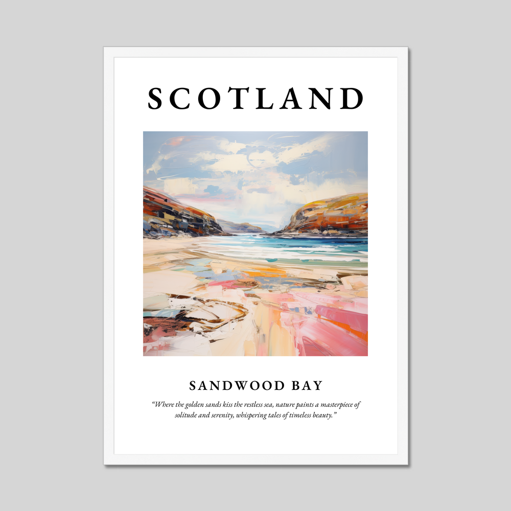 Poster in a white frame with the word Scotland