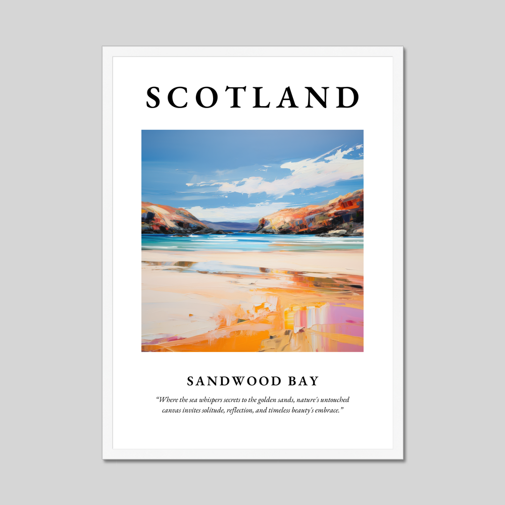 Poster in a white frame with the word Scotland