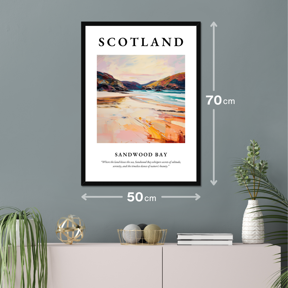 Poster of Sandwood Bay hanging on a wall