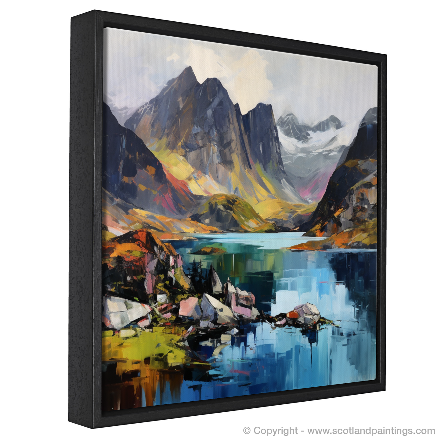 Painting and Art Print of Loch Coruisk, Isle of Skye entitled "Loch Coruisk: A Symphony of Nature and Expressionism".