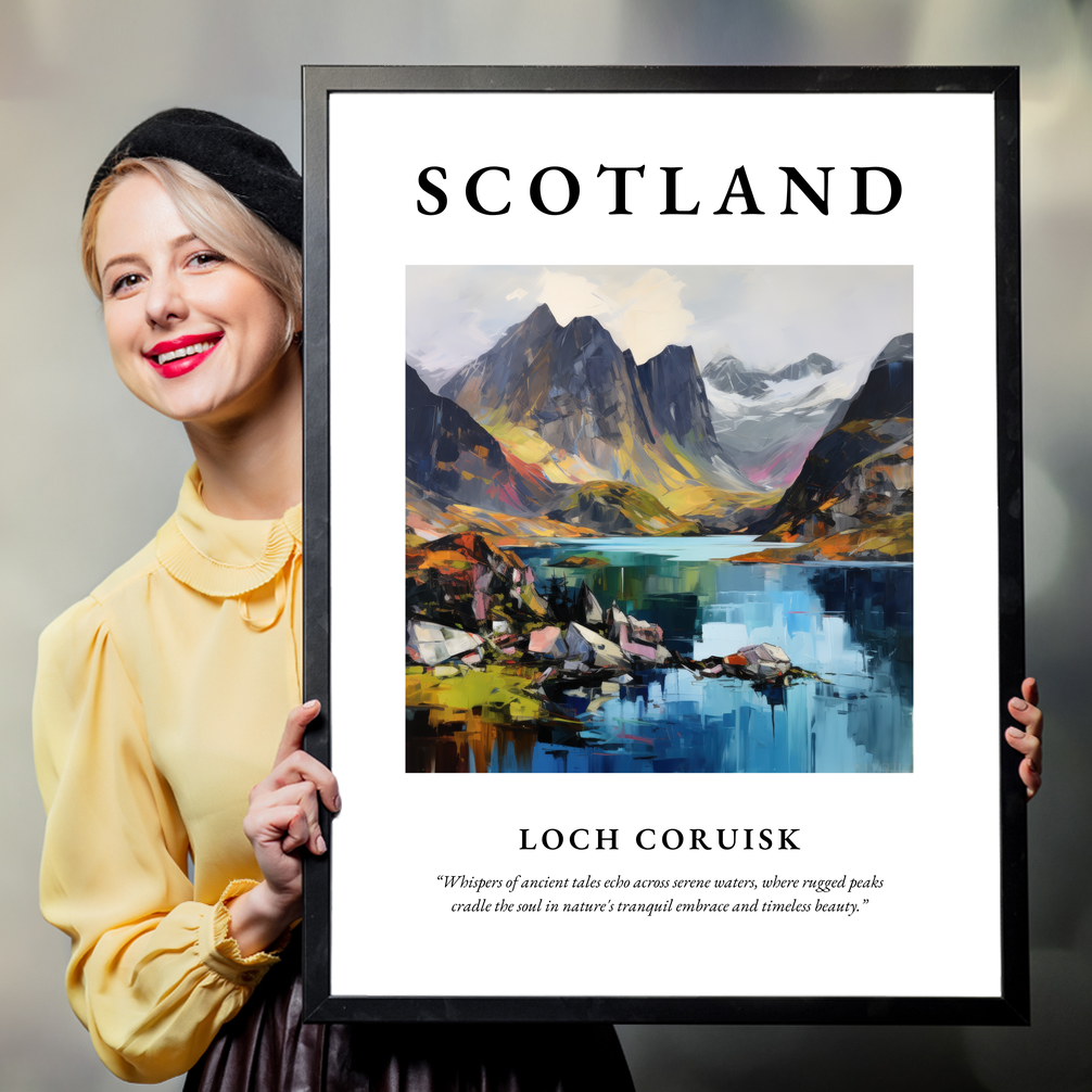 Person holding a poster of Loch Coruisk