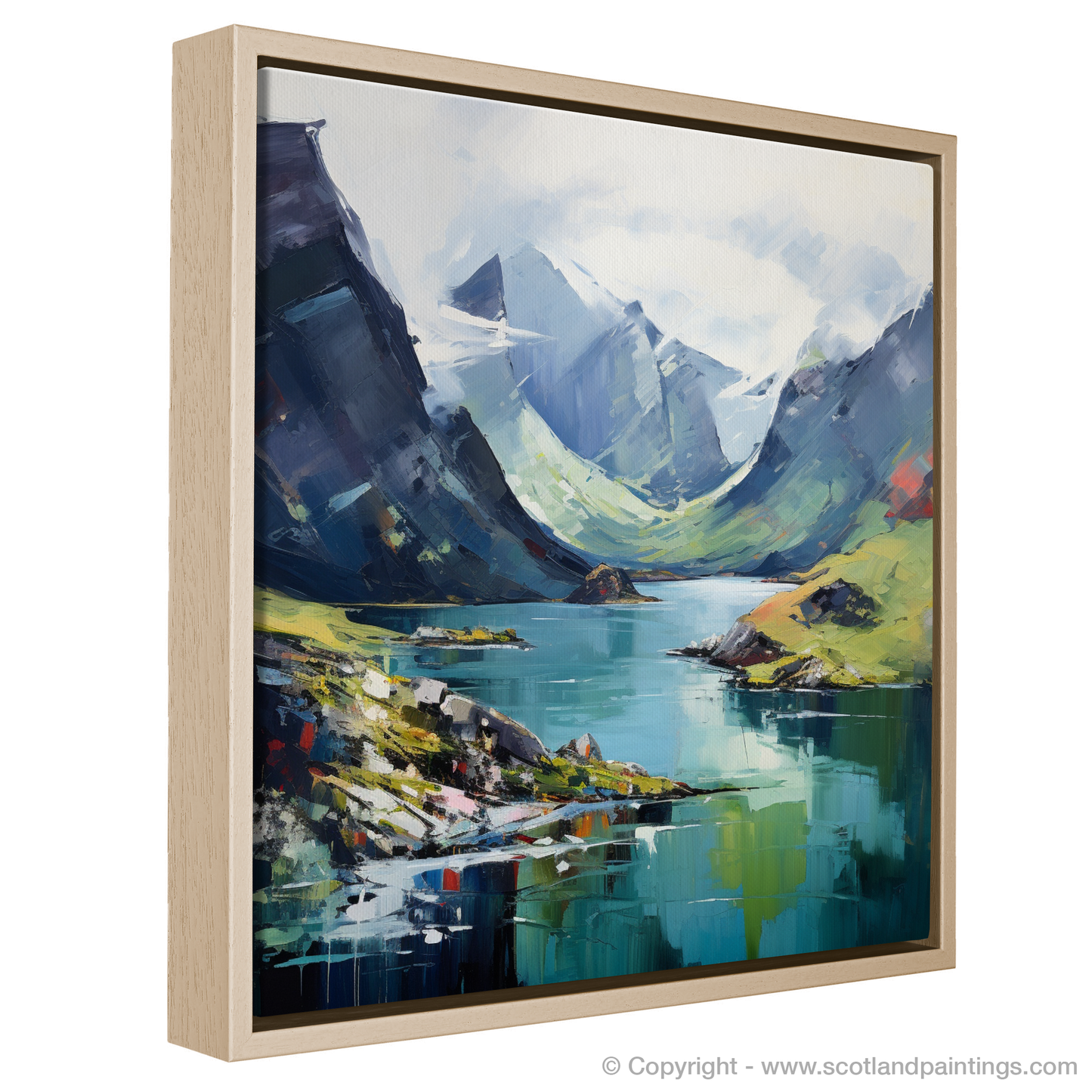 Painting and Art Print of Loch Coruisk, Isle of Skye entitled "Embrace of the Wild: Loch Coruisk Unleashed".