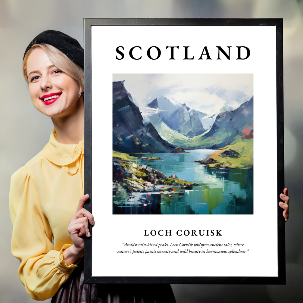 Person holding a poster of Loch Coruisk