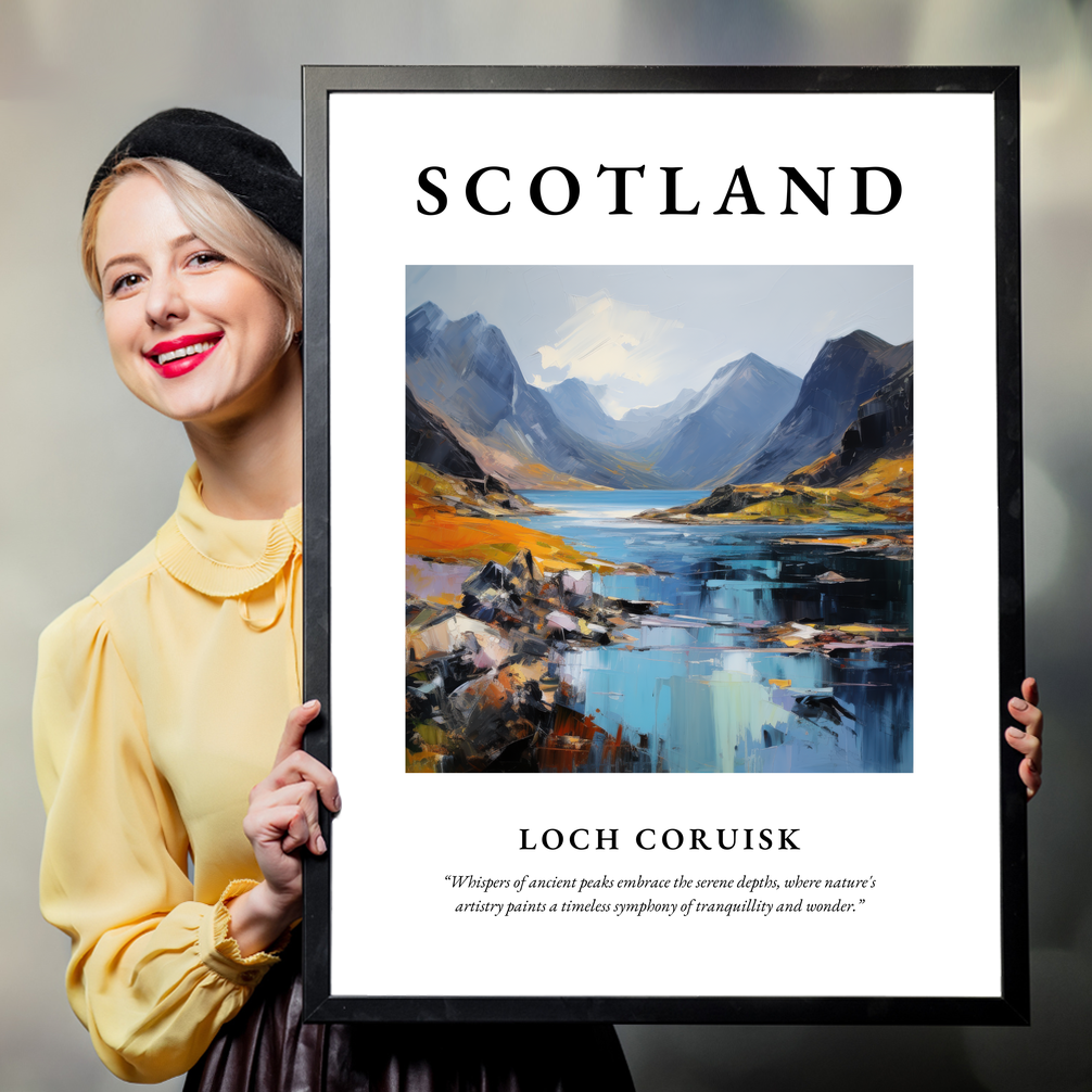 Person holding a poster of Loch Coruisk