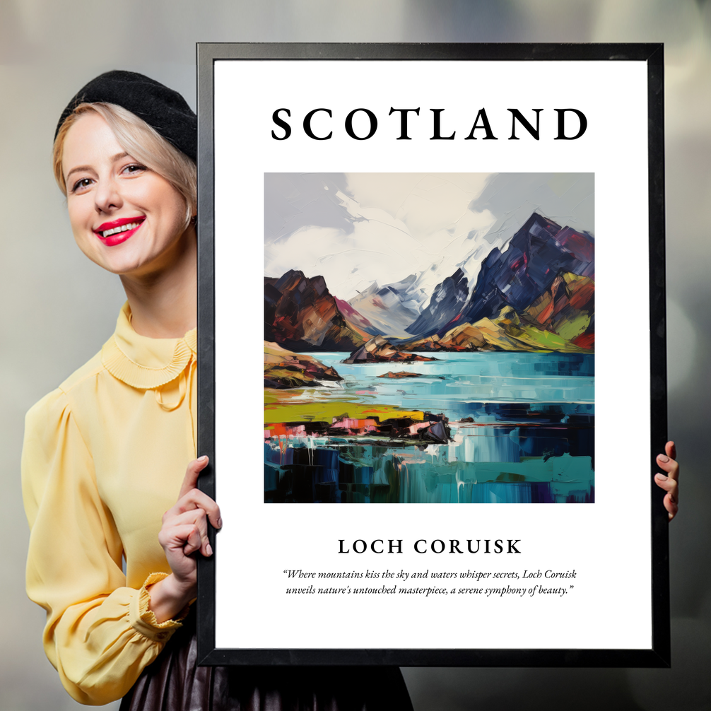 Person holding a poster of Loch Coruisk