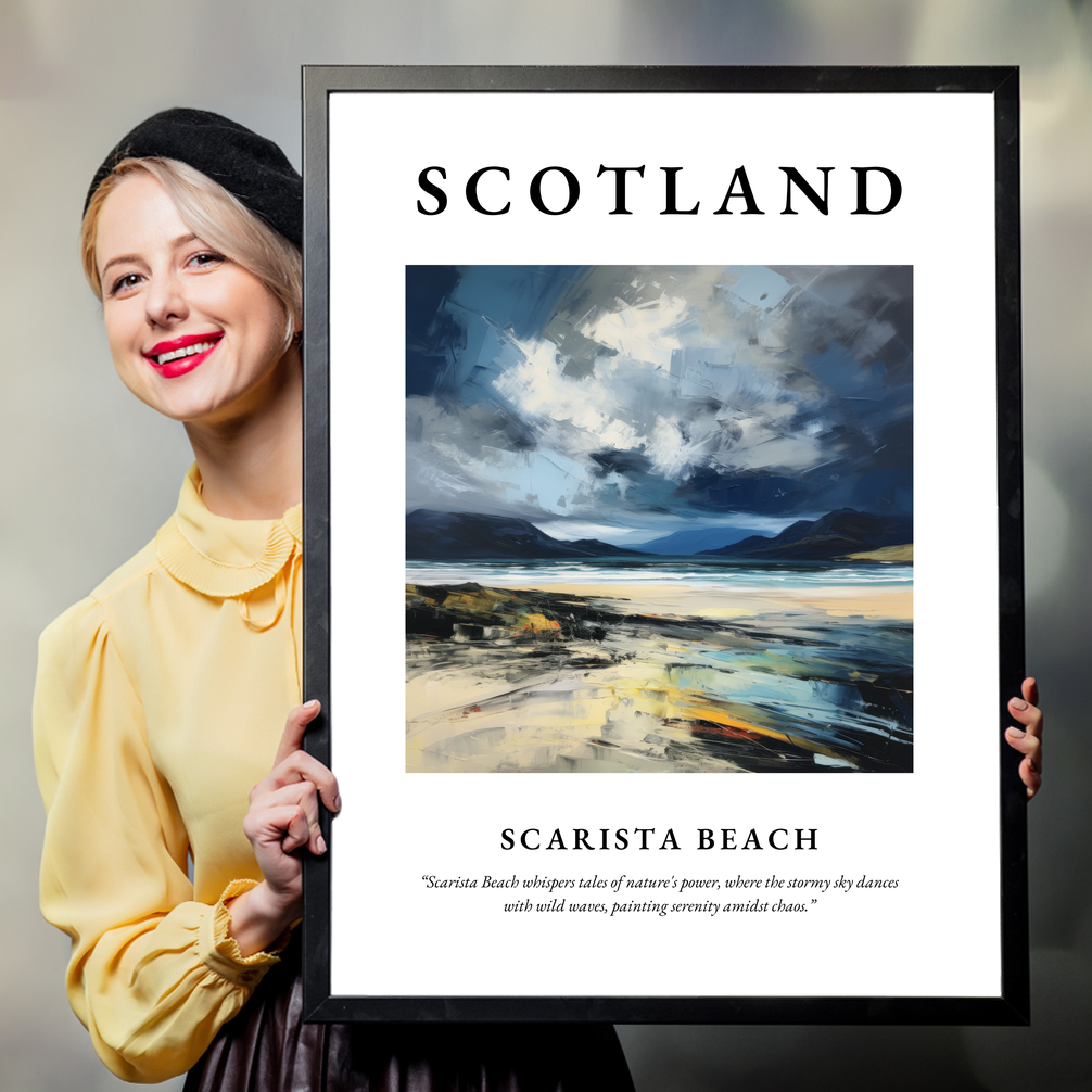 Person holding a poster of Scarista Beach