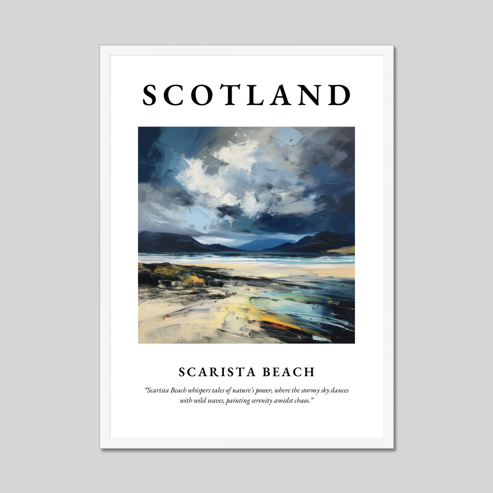 Poster in a white frame with the word Scotland