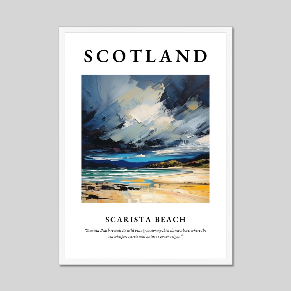 Poster in a white frame with the word Scotland