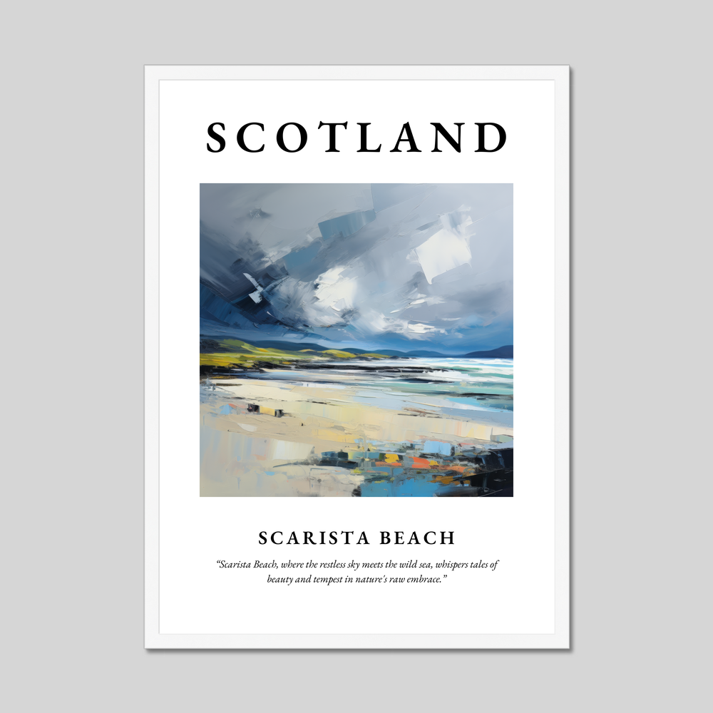 Poster in a white frame with the word Scotland