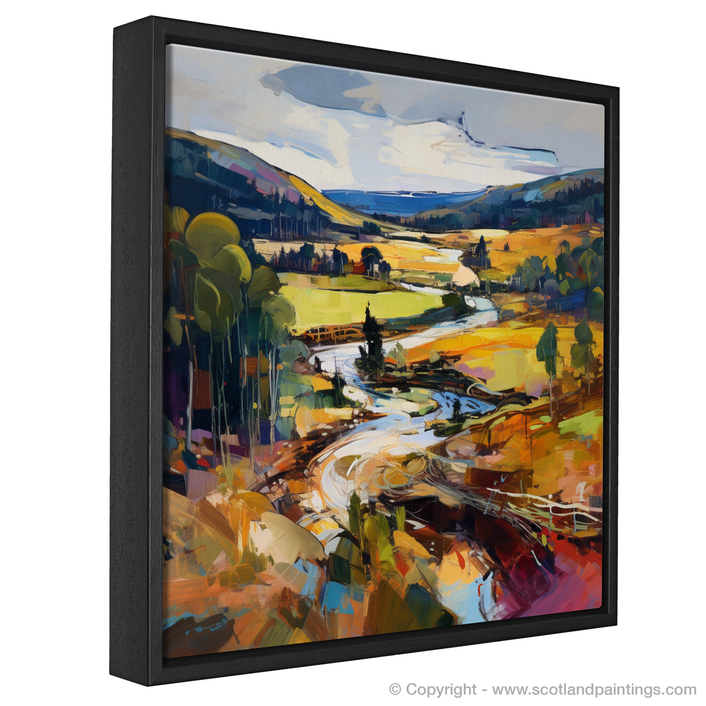 Painting and Art Print of Glen Tanar, Aberdeenshire entitled "Vibrant Energy of Glen Tanar: An Expressionist Ode to Scotland's Natural Splendour".